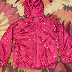 Lands end pink polka dot rain jacket